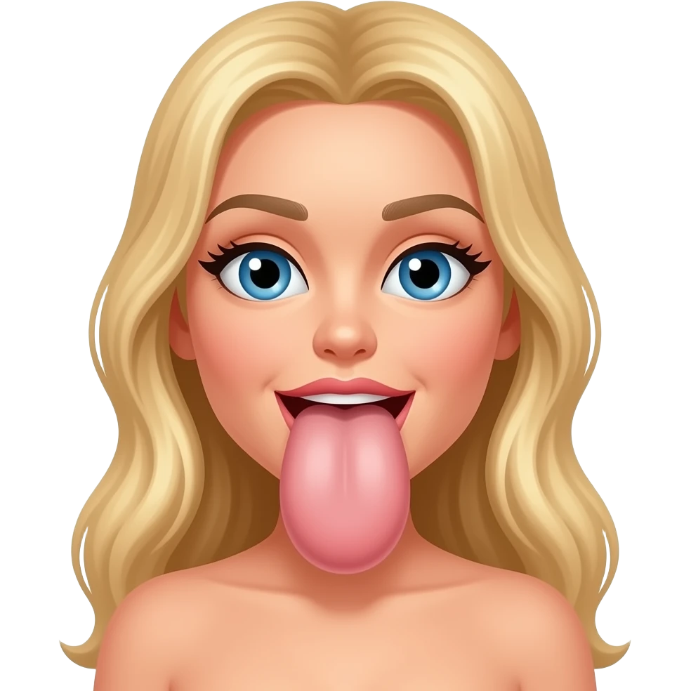 Femme blonde nue ave un enorme penis dans la bouche emoji