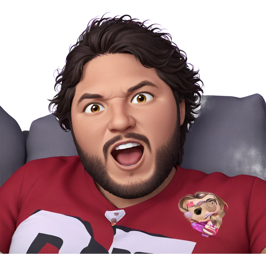 boy with beard and red shirt emoji