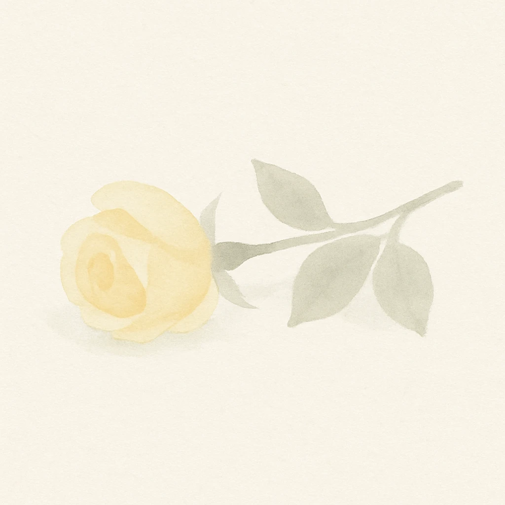 yellow rose laying on its side, watercolor illustration emoji