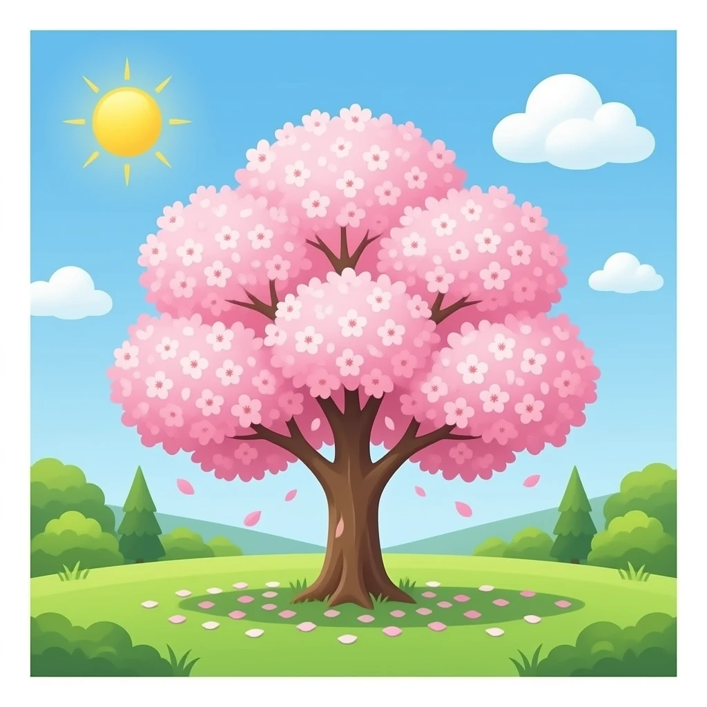 Cherry blossom tree with falling blossoms, and no background emoji