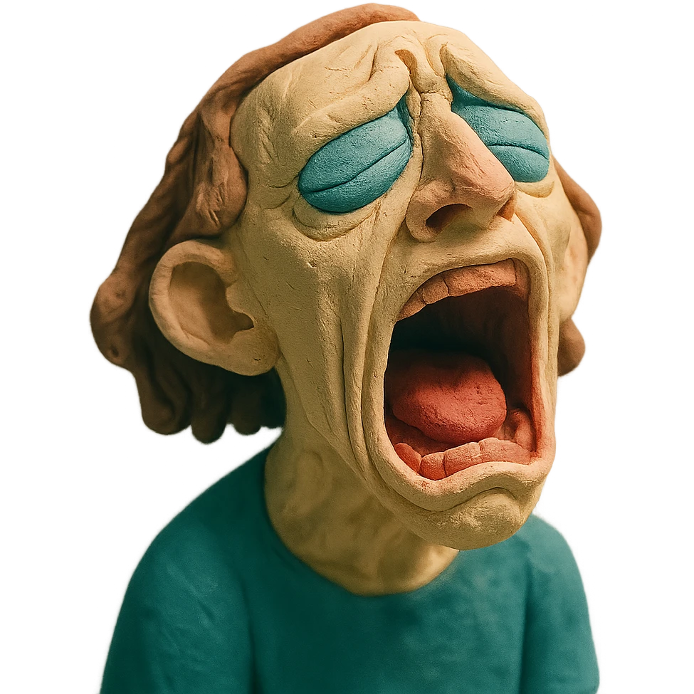 dramatic dying face with exaggerated features in claymation style emoji