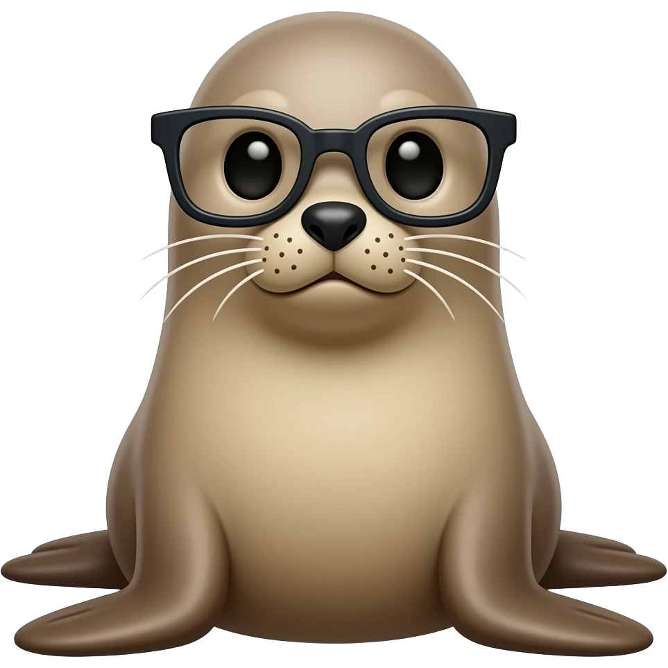Seal sitting down wearing glasses emoji