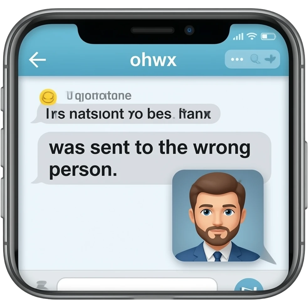 phone with a message sent to the wrong person in english emoji