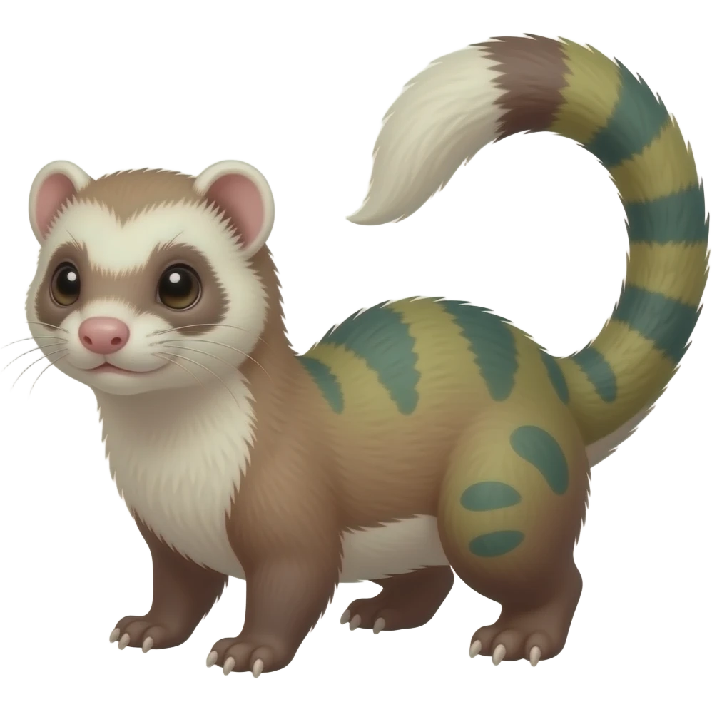 Ferret mixed with dinosaur back and tail emoji