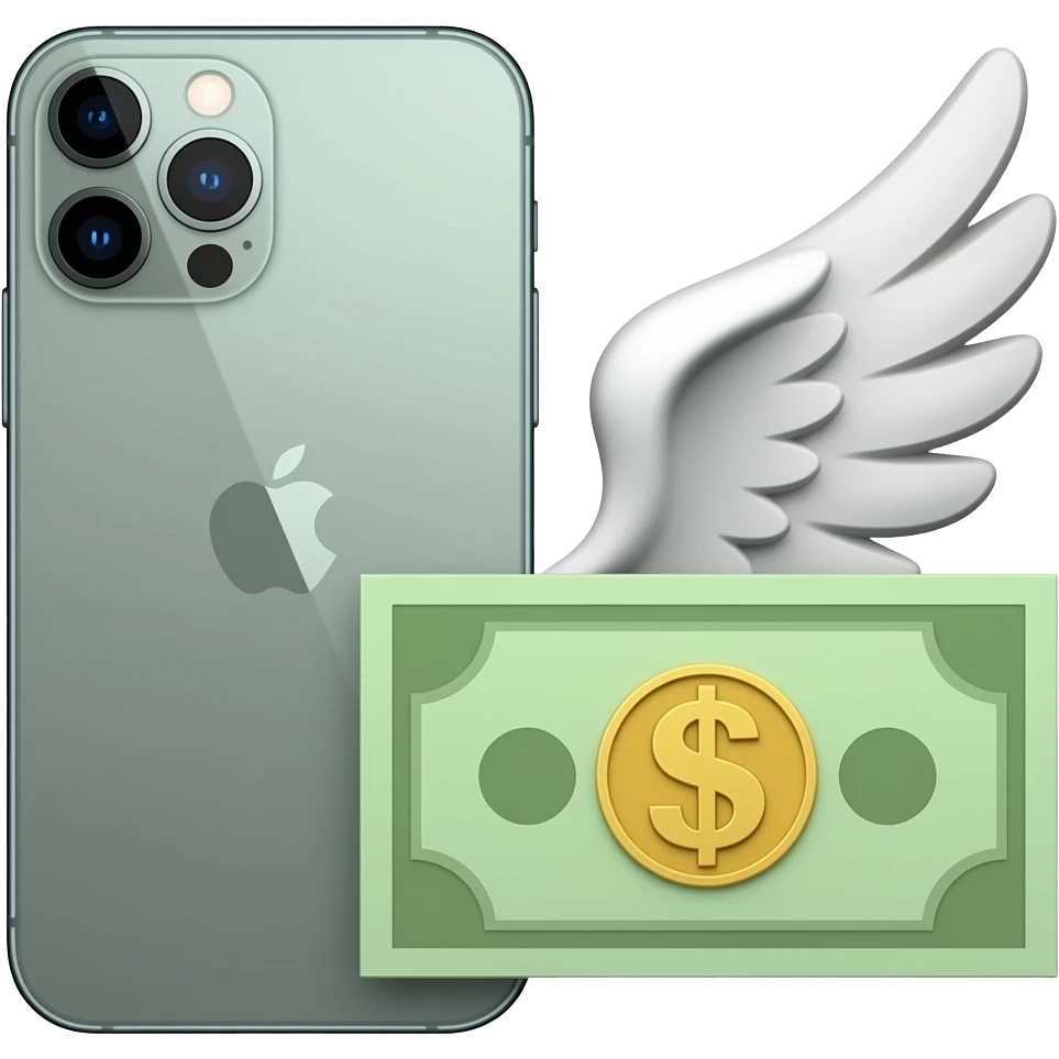 iPhones and winged banknotes emoji