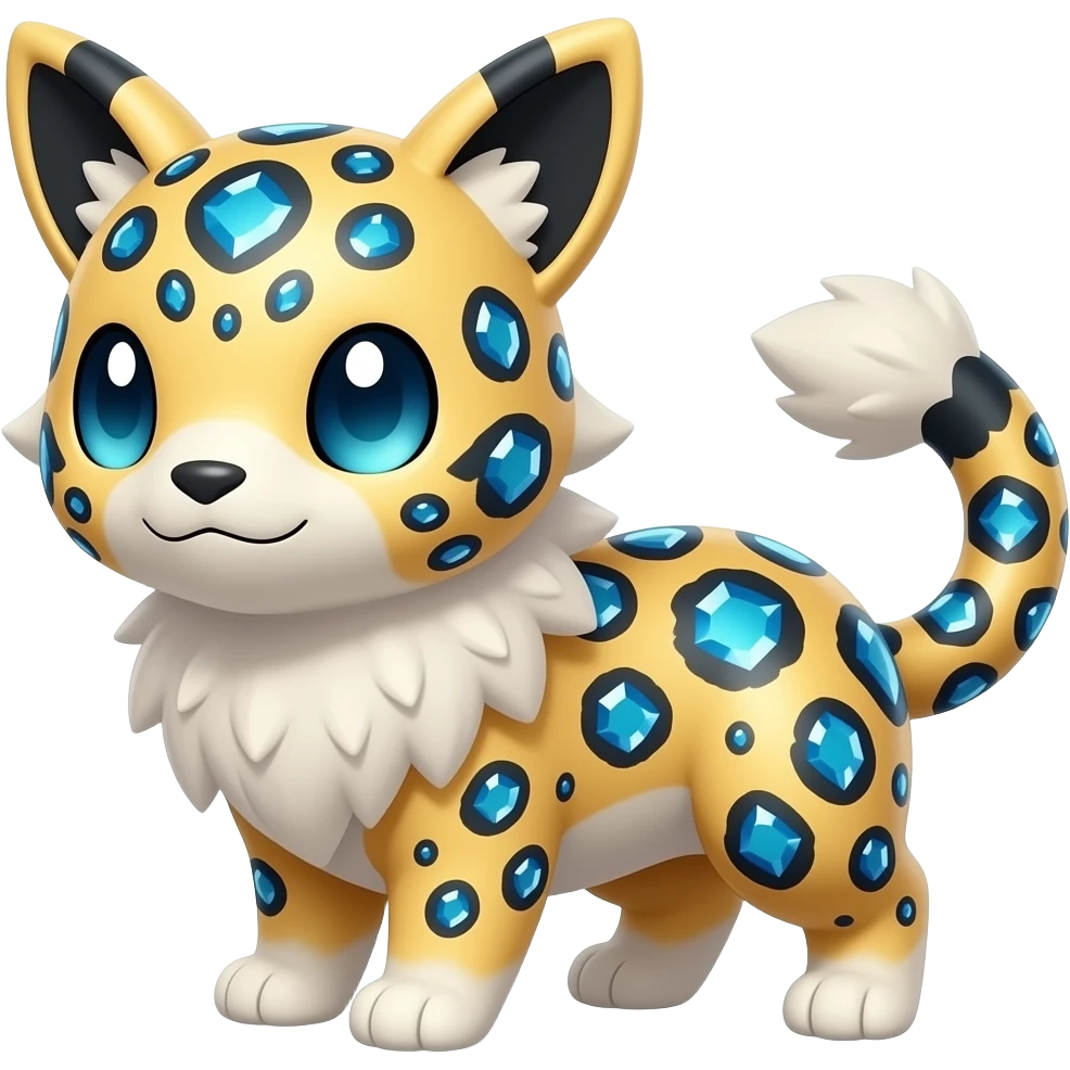 Glossy Sparkly Gembonded Spotty Stripy Hairy Floofy-Poofy Liepard-Linoone-Litten-Pokémon-fusion-creature (full body) emoji