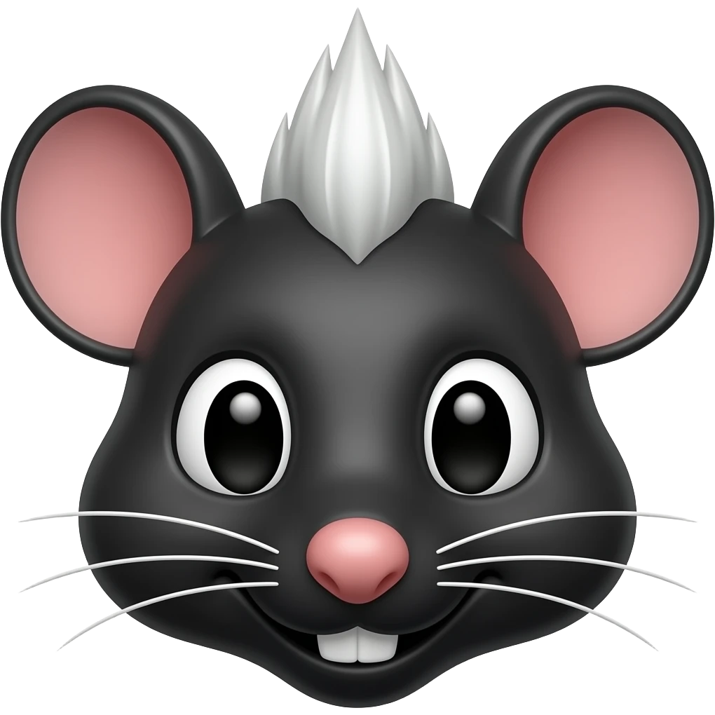 face of a black mad rat with a white mohawk emoji