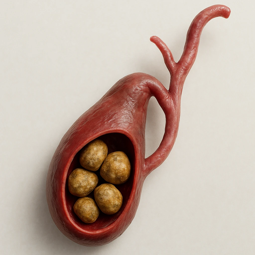 calcoli alla cistifellea anatomica, sfondo neutro chiaro, iperrealistico 4k emoji