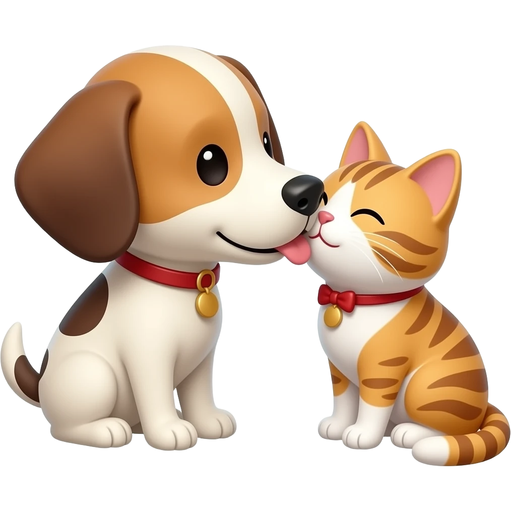 Quiero un perro besandose con una gata emoji