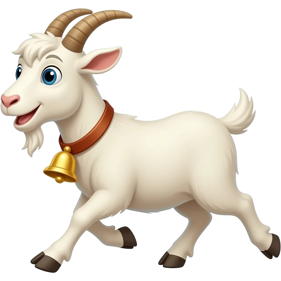 Cartoon goat with a bell run emoji