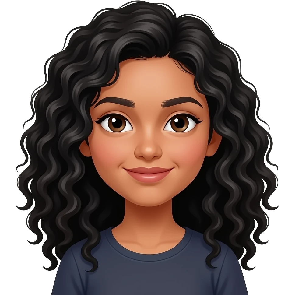 An Indian teenage girl with black curly  ithair emoji