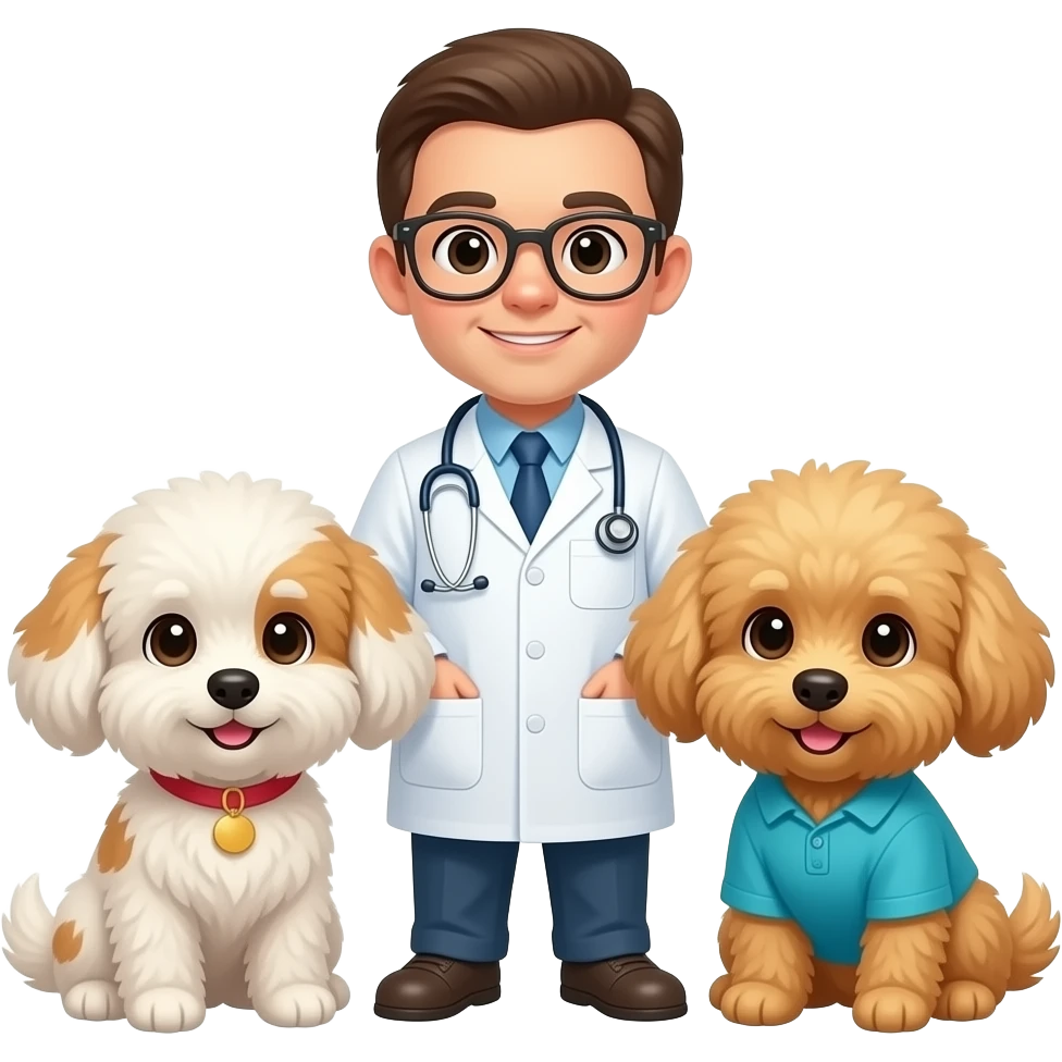 Very small fluffy together, dogs doctor emoji