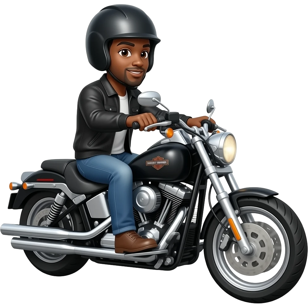 Black guy on Harley-Davidson motorcycle emoji