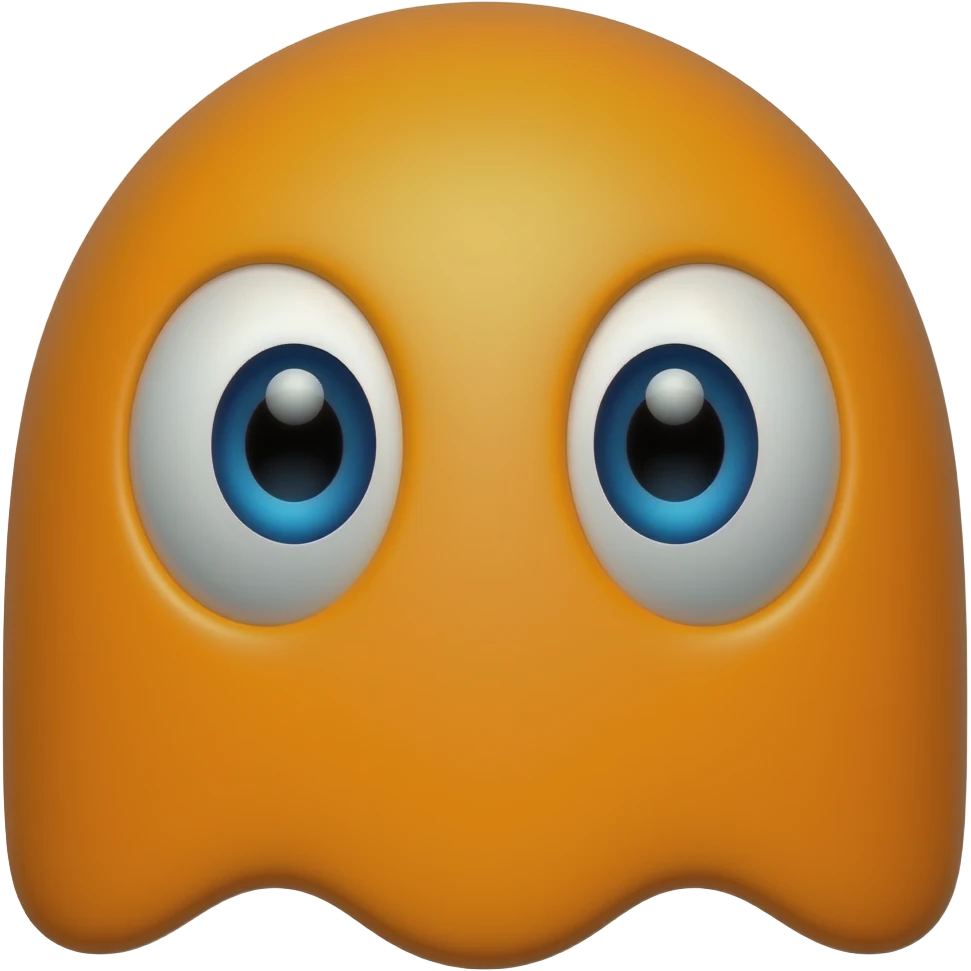Orange Pacman ghost character with big eyes emoji