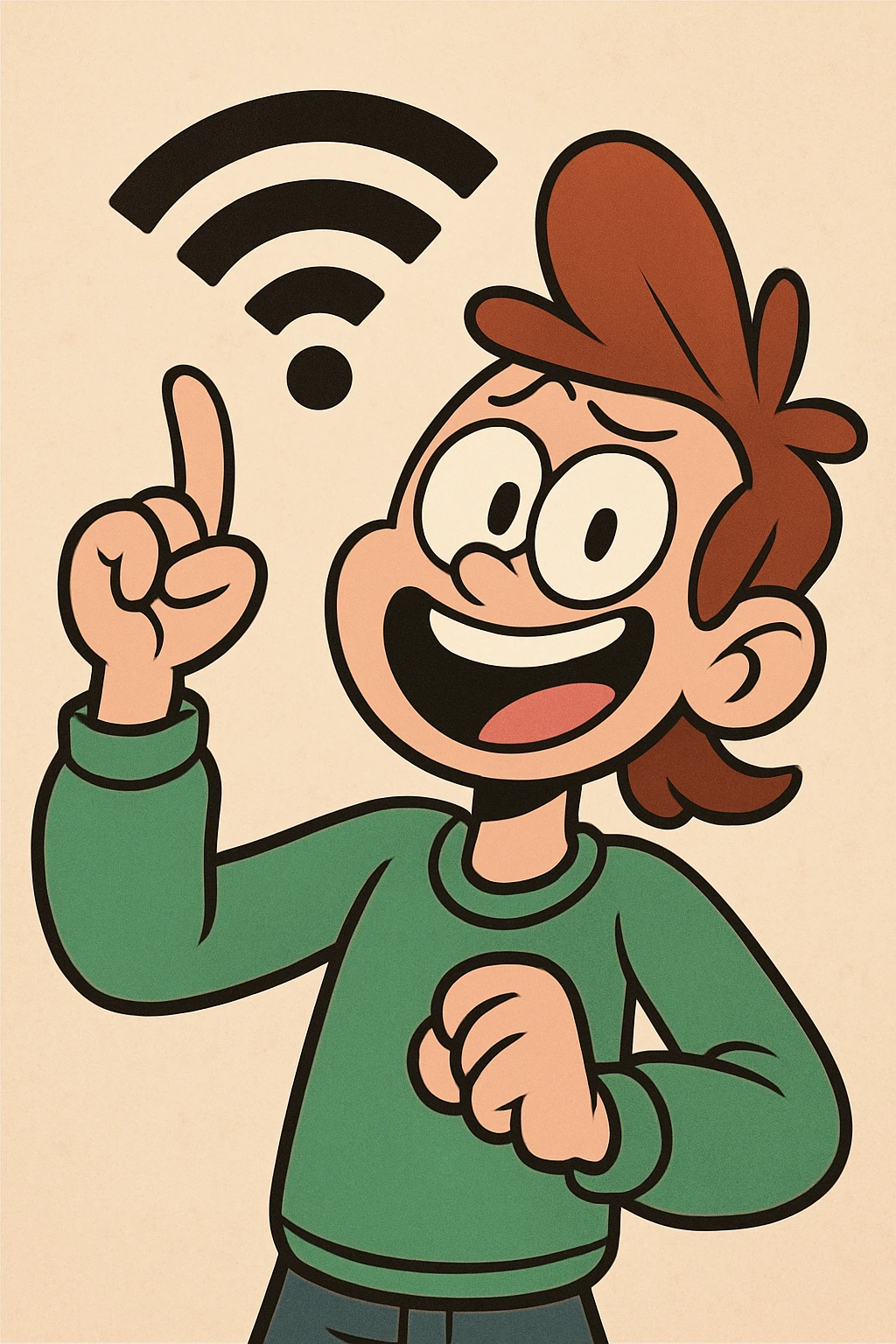 WiFi symbol, playful cartoon style emoji