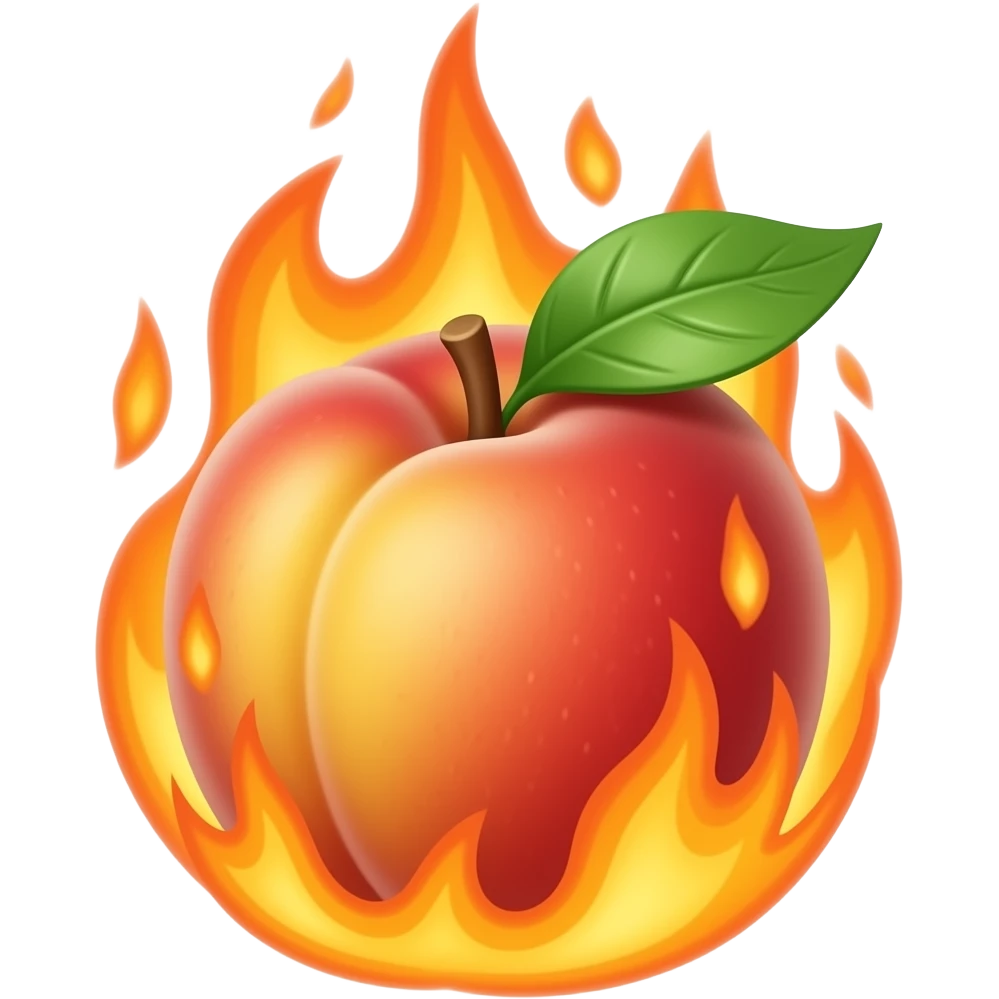 🍑 este durazno ardiendo en llamas por todos lados realistas emoji