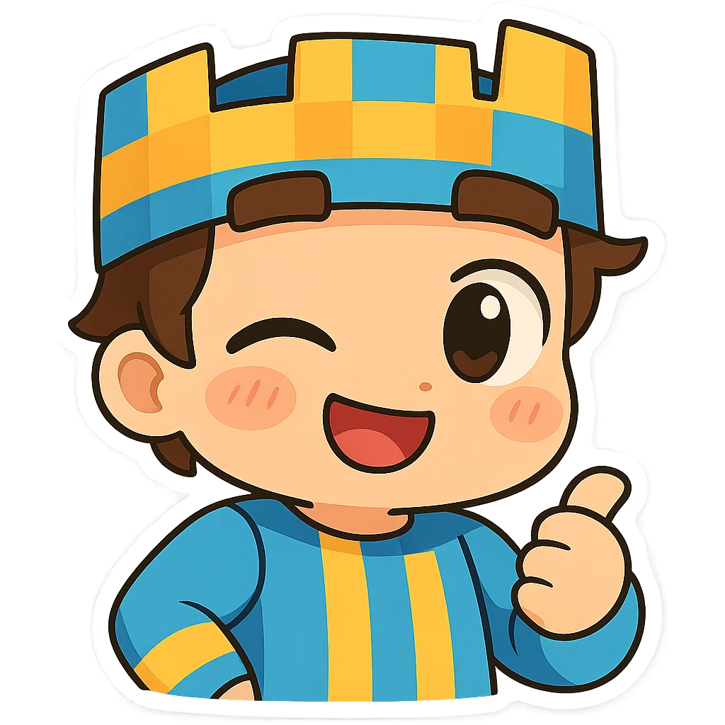 Edit the boy's face to have a flirty, winking expression, keeping the original cartoon style and quality consistent with chibi stickers style. emoji