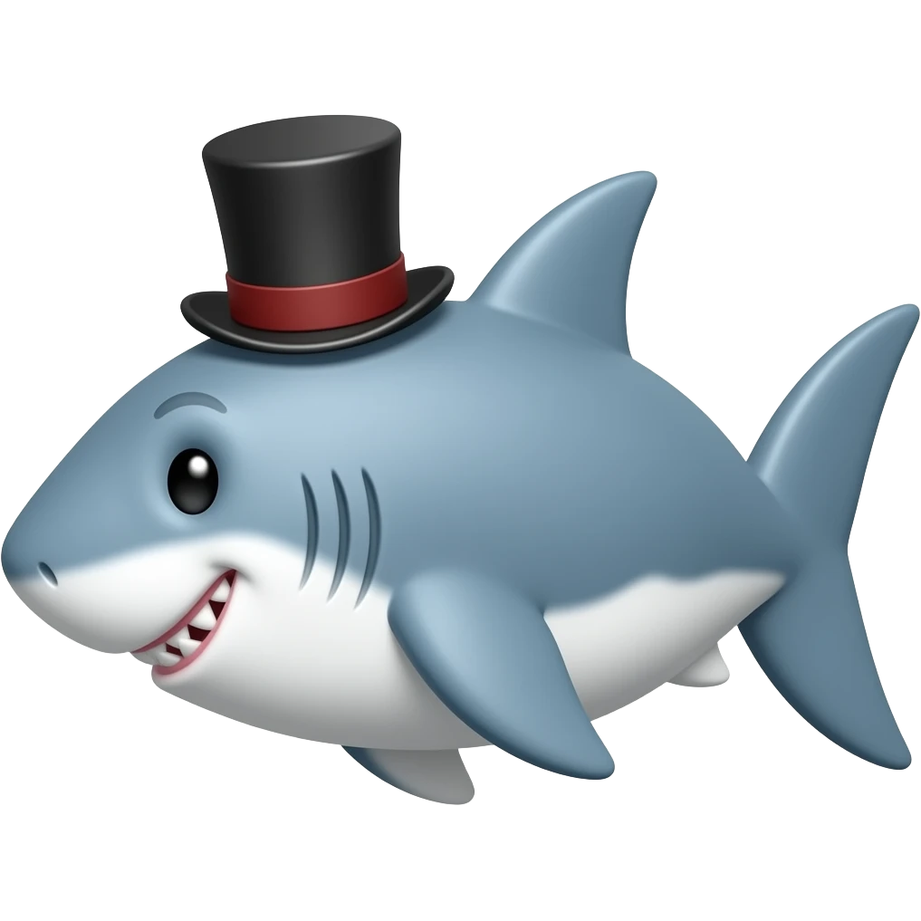 Shark with a top hat emoji
