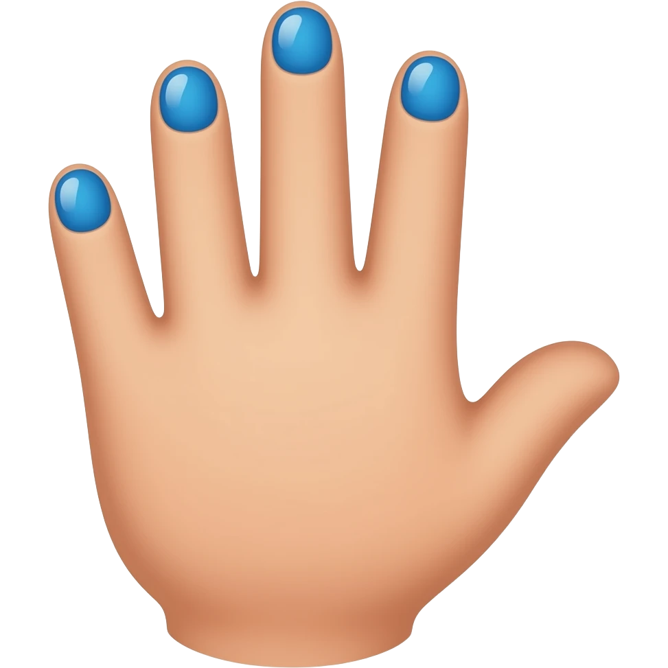 Nails azul dois dedos do meio com metade azul emoji