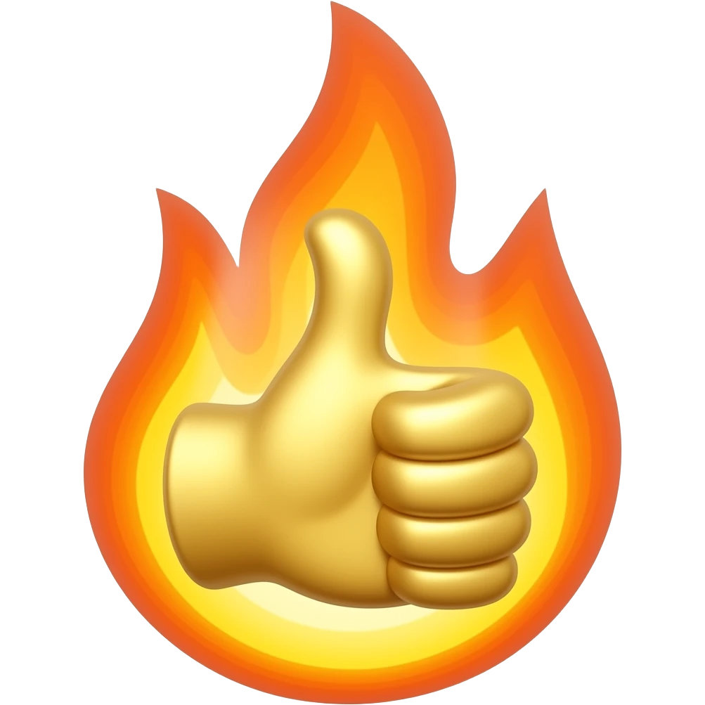 make an golden thumbs up emoji, on fire or make it shining like a diamond animated gif emoji