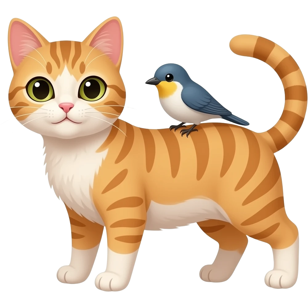 a female cat holding a birdie emoji