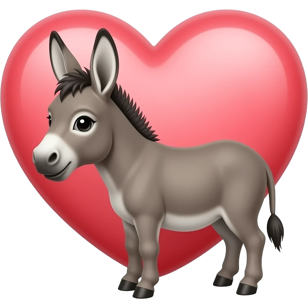 Baby donkey with huge heart emoji