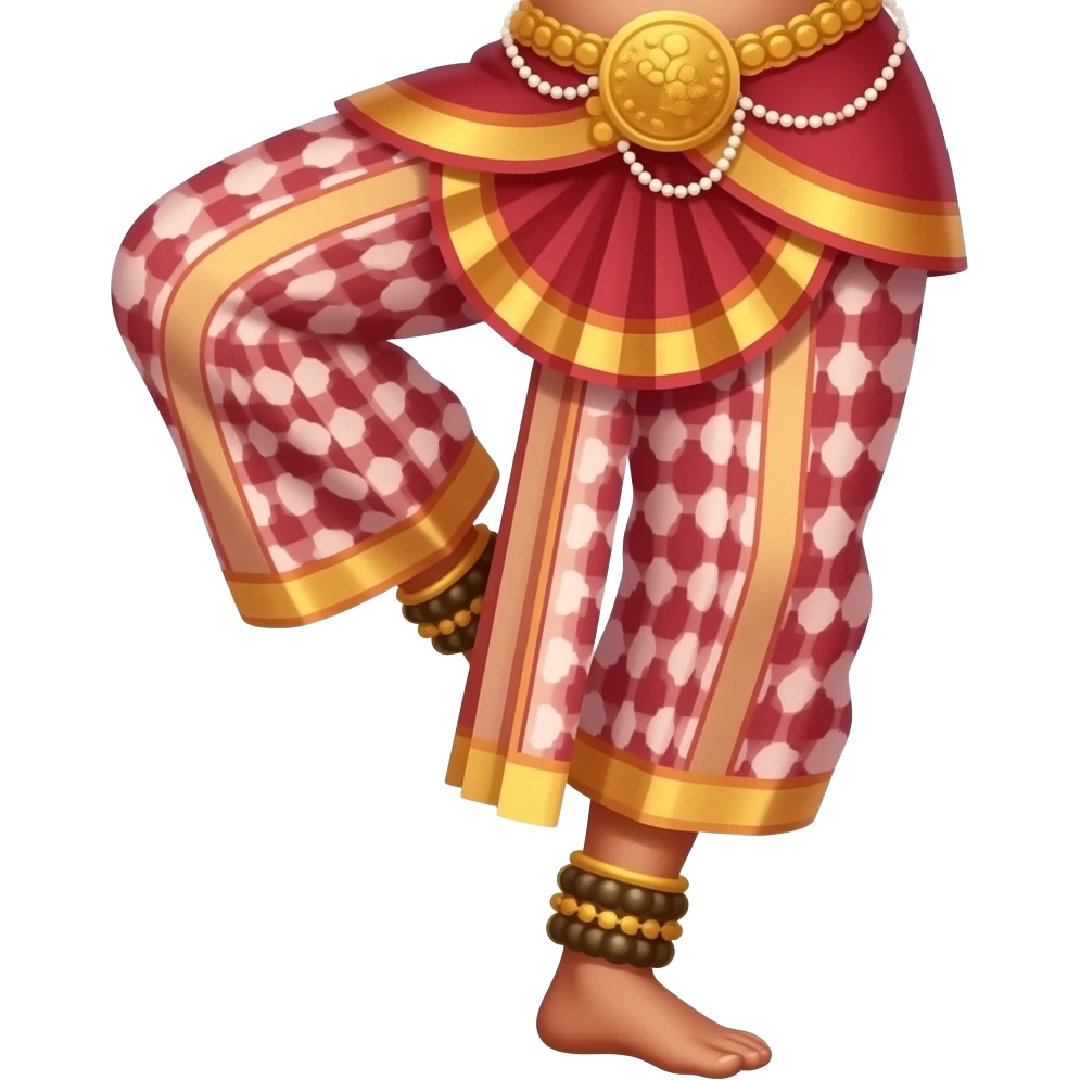 i dont need a sticker i need an emoji that can be used in our regular chats, draft me the emoji of a bharatanatyam leg in a dance position wearing alta and ghungroo i need only leg in a baratantyam dance position wearing red alta or mehendi in leg emoji
