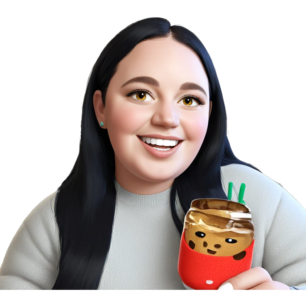 smiling girl in cozy sweater emoji