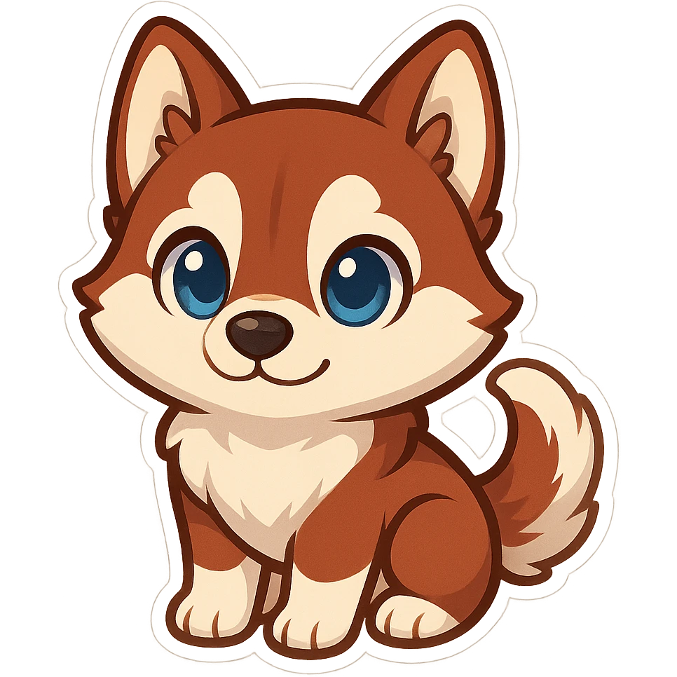 red siberian husky with blue eyes emoji
