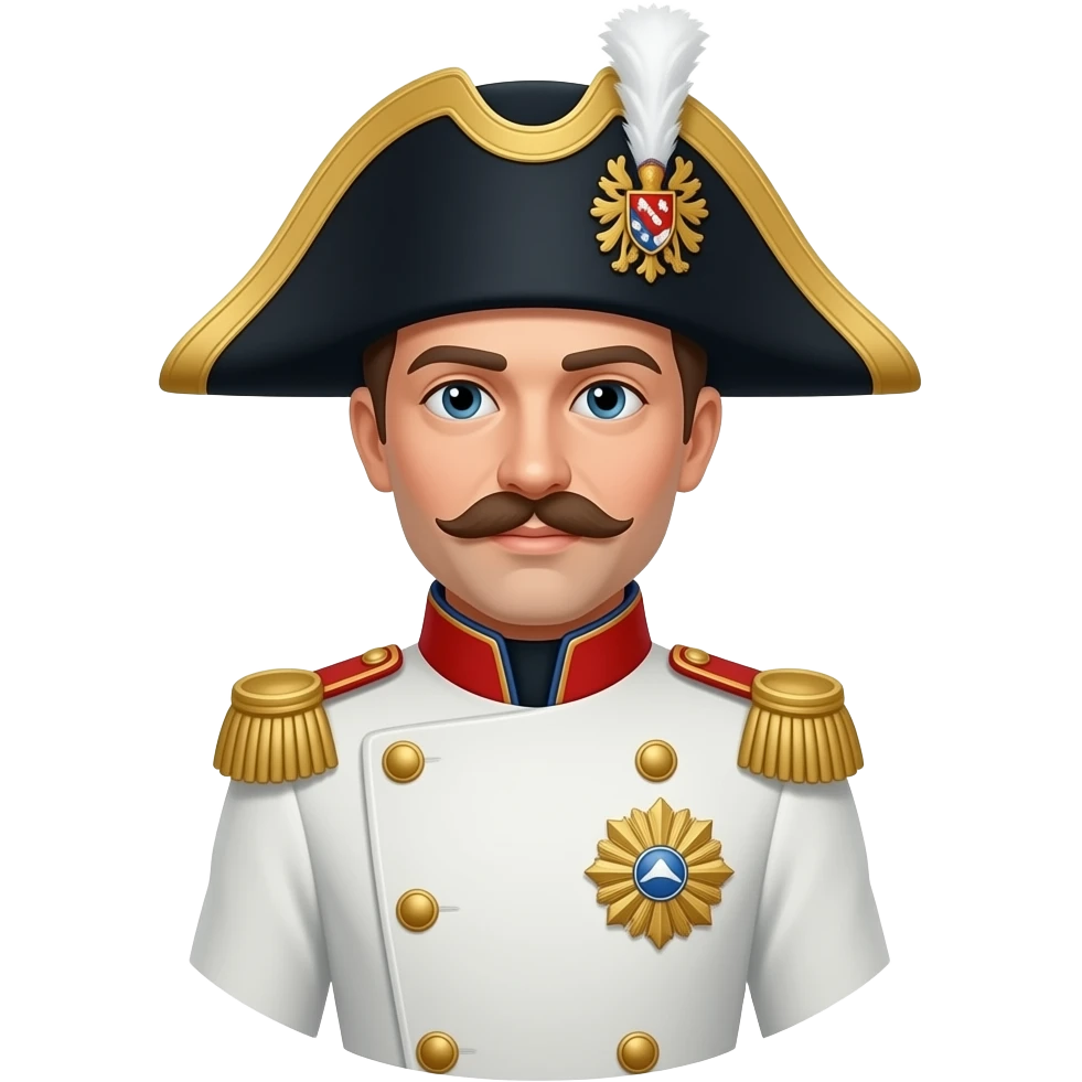 Habsburger  soldat mit weiser uniform und dreieckigen hut und  in rechter seite soll er das wappen haben emoji