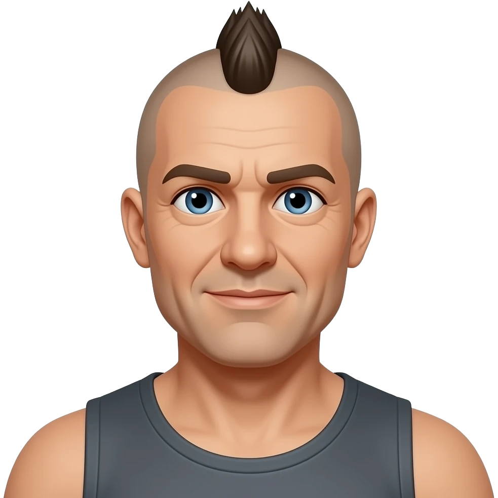 50's man skinhead mohawk and blue eyes and more broad shoulder emoji