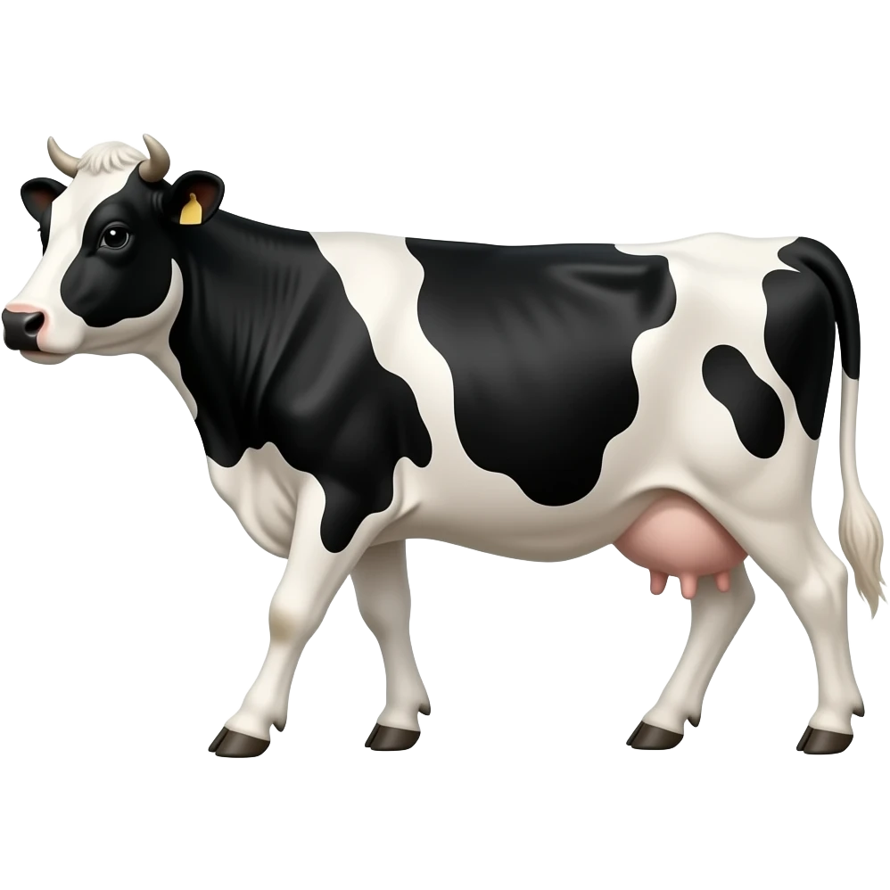 Cartoon black and white cow walking emoji