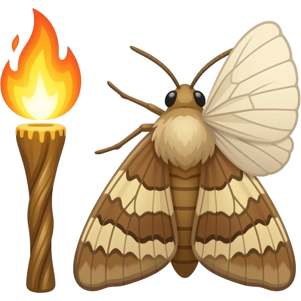 Fire torch and moth emoji