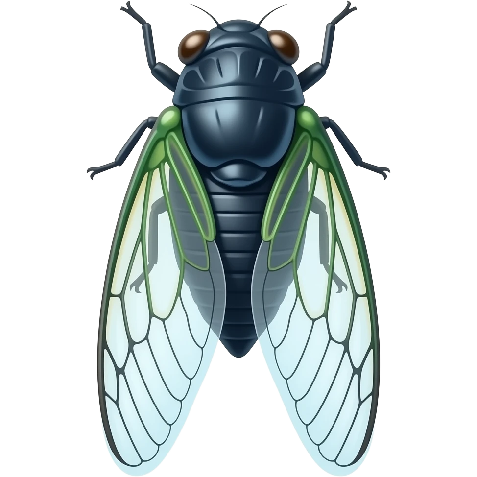 Photo negative Blue blue and green and green x-ray of a realistic a flying wings spread on its side flying flying flying cicada; emoji