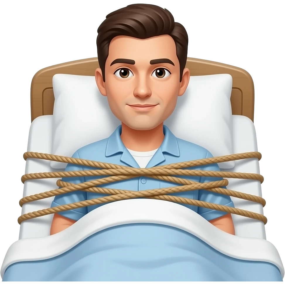 man tied to bed emoji