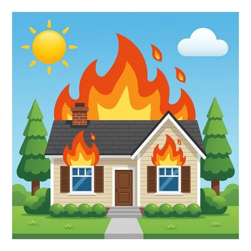 bungalow on fire emoji