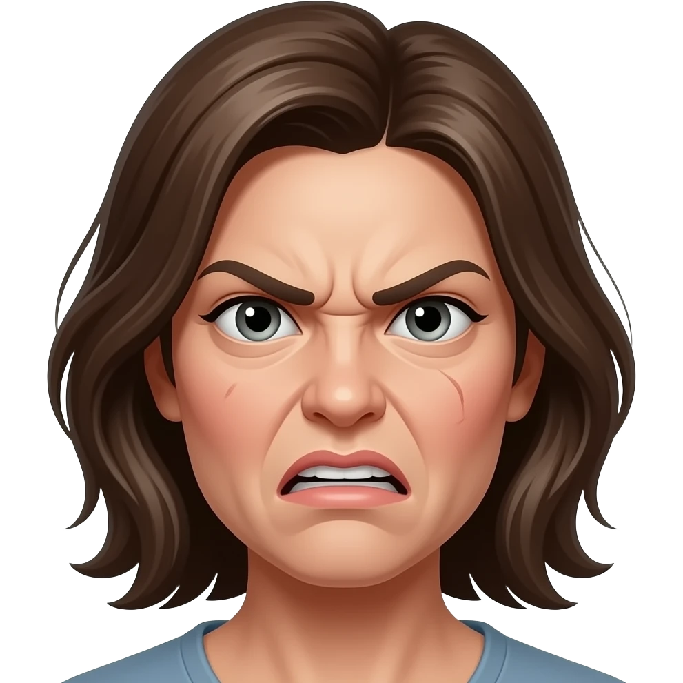 A woman's flushed and angry face emoji