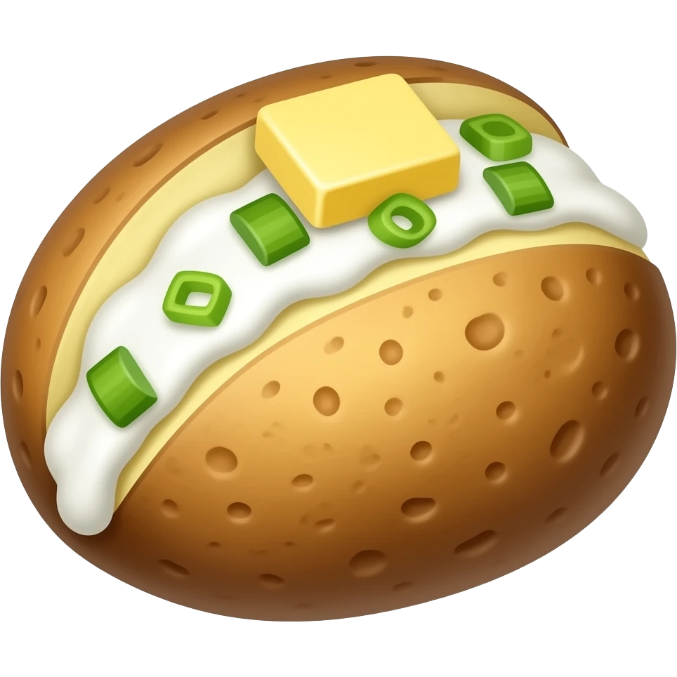 baked potatoes with cream cheese and green onion and butter emoji