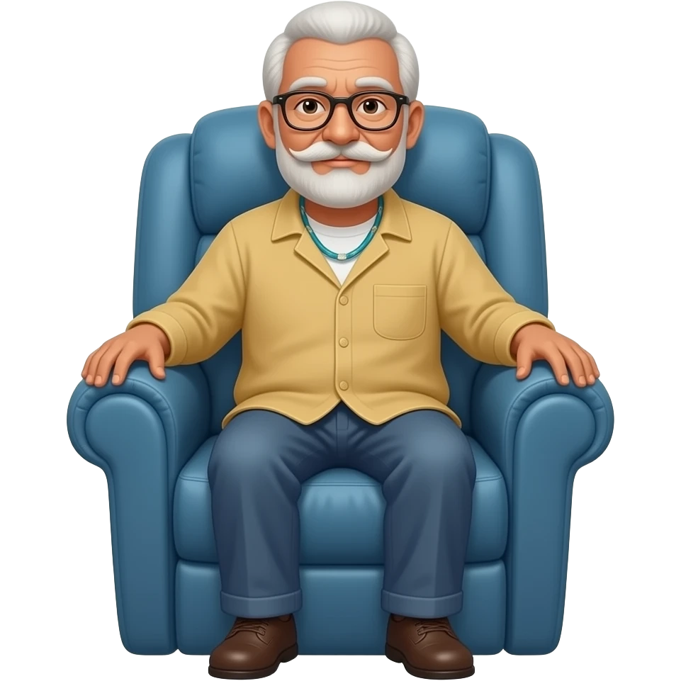 old bald Indian man on lazyboy recliner emoji