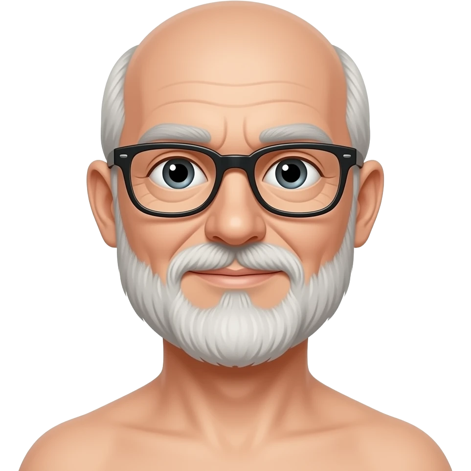 Standing Naked balding older guy with goatee glasses penis emoji