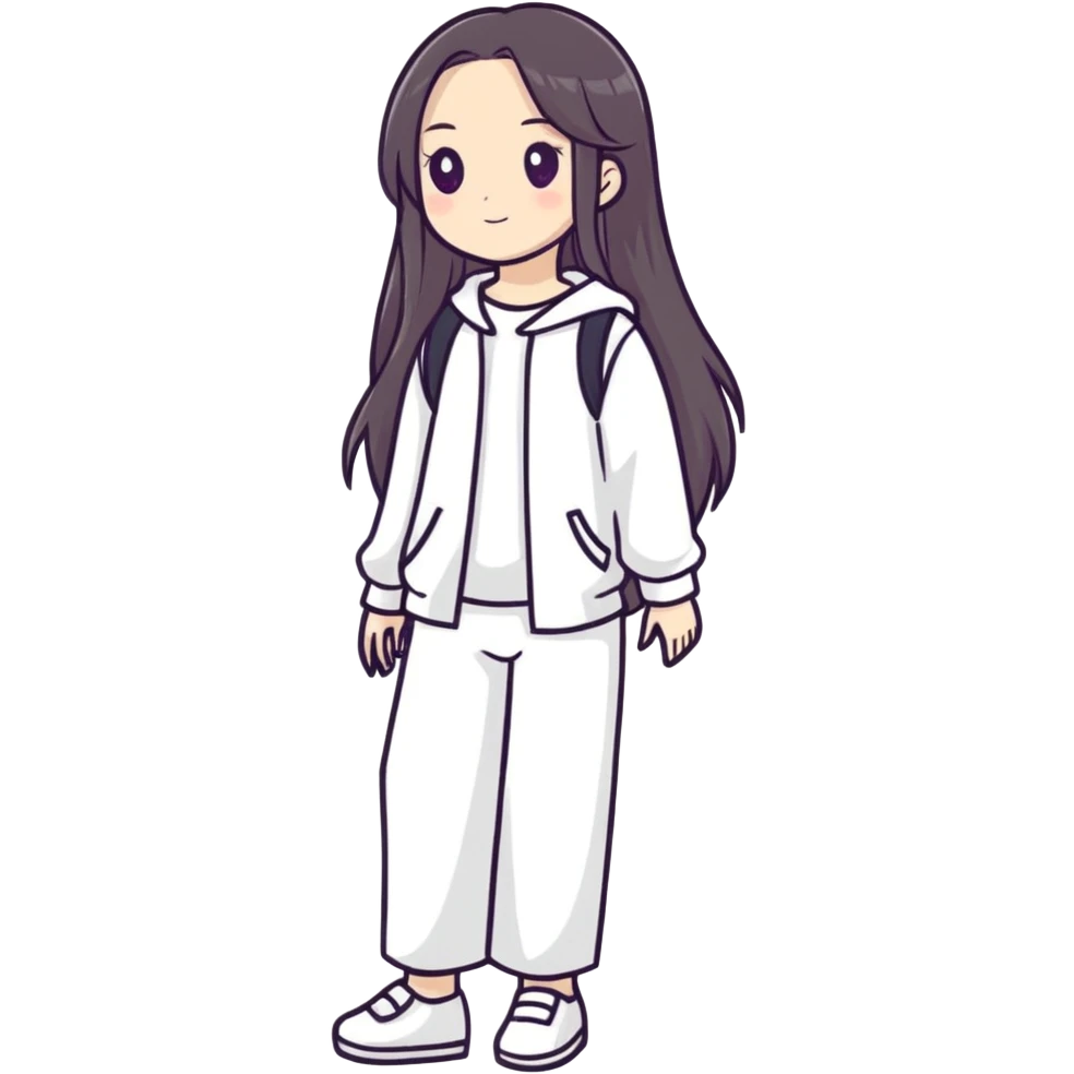 Chica con pelo largo con ropa blanca  emoji