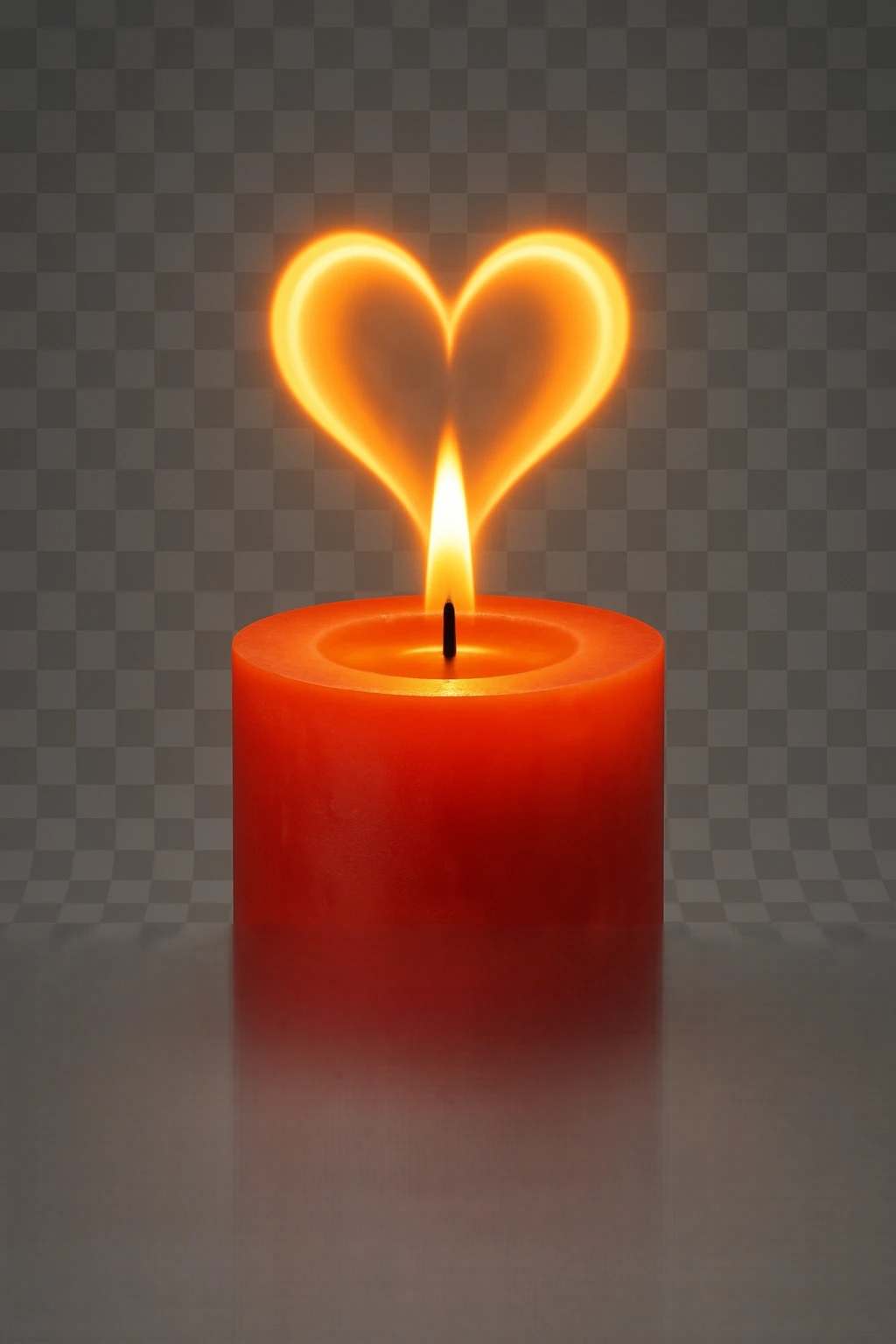 romantic candle with a heart-shaped flame, no background emoji