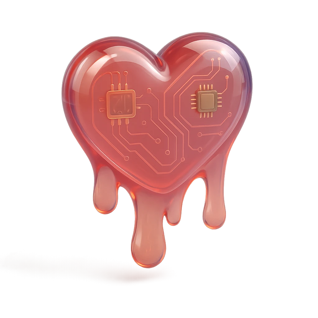a melting heart, 3d glossy style, shiny, smooth, reflective emoji