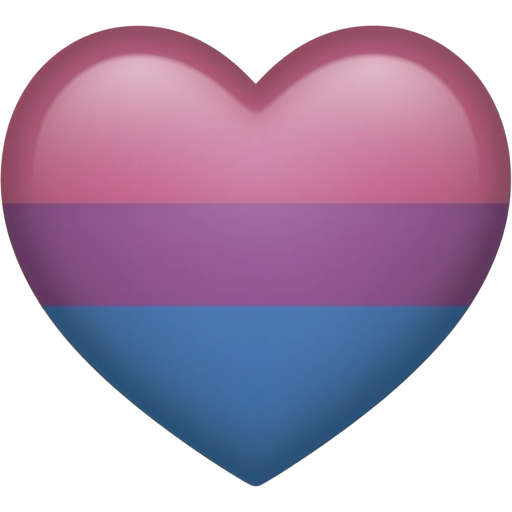 Bisexual flag heart pink, purple, blue emoji