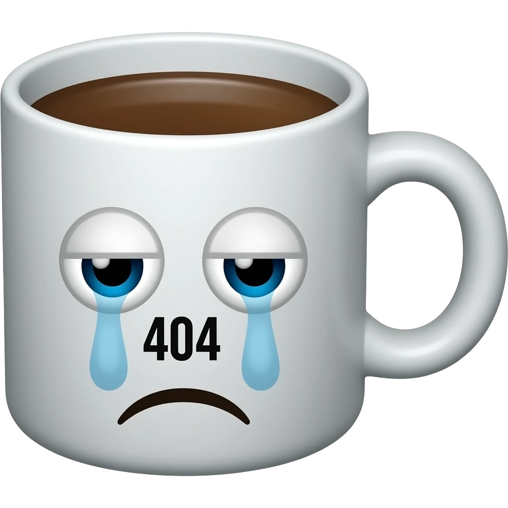 404 sleep → pixel coffee mug with tiny “404” text and tired eyes emoji