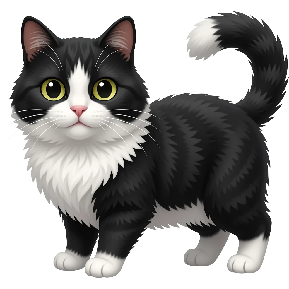A fluffy black and white cat in a Lamborghini emoji