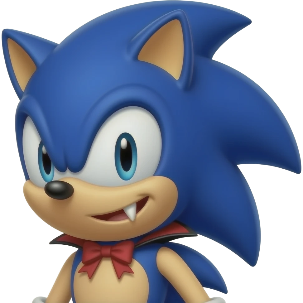 sonic with vampire fangs with kid freindly side emoji