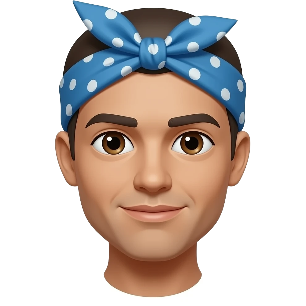 Blue bandana in his forehead, only head do not include the neck and make it more light brown skin emoji