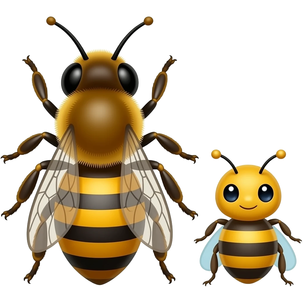 3 bees Father bee ,Mother Bee , baby bee emoji