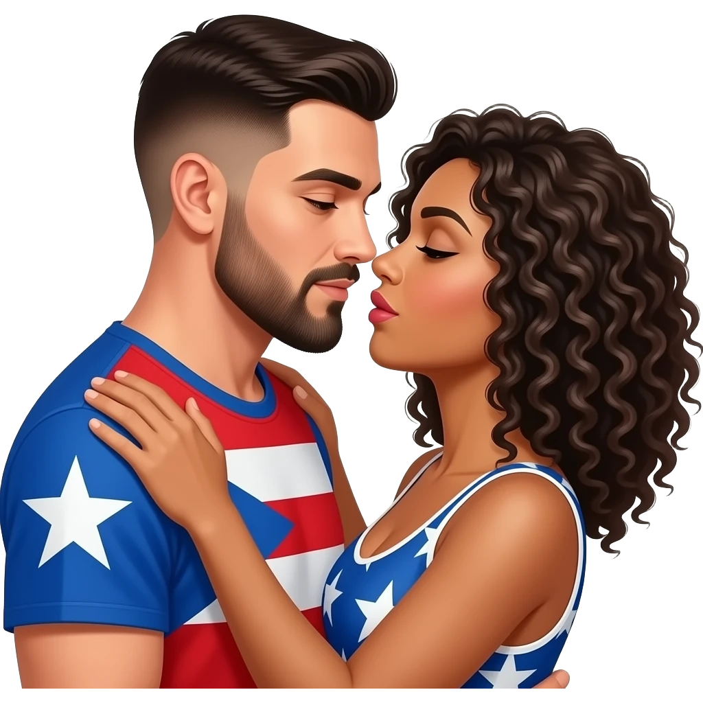 White guy with nice trimmed beard and crew cut have doggy style sex with Puerto Rican girl with curly hair emoji